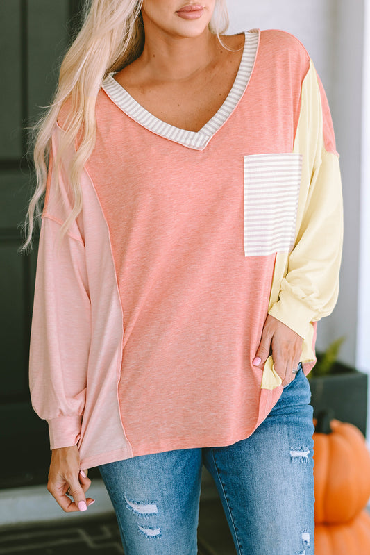 Striped Color Block Long Sleeve T