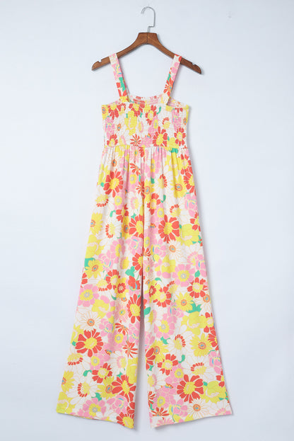 Floral Sleeveless Wide Leg Jumpsuit