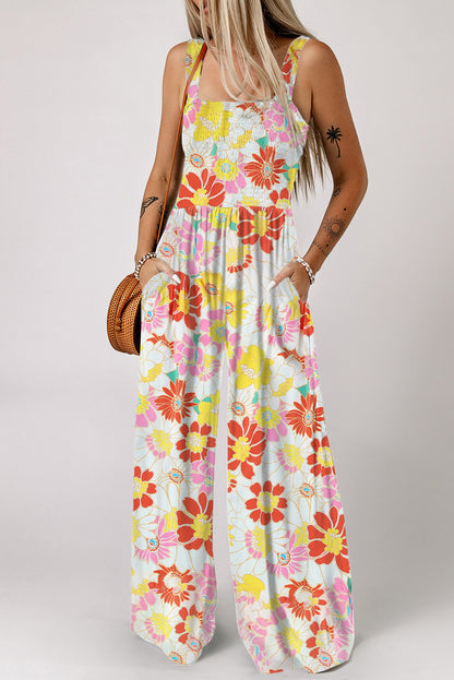 Floral Sleeveless Wide Leg Jumpsuit