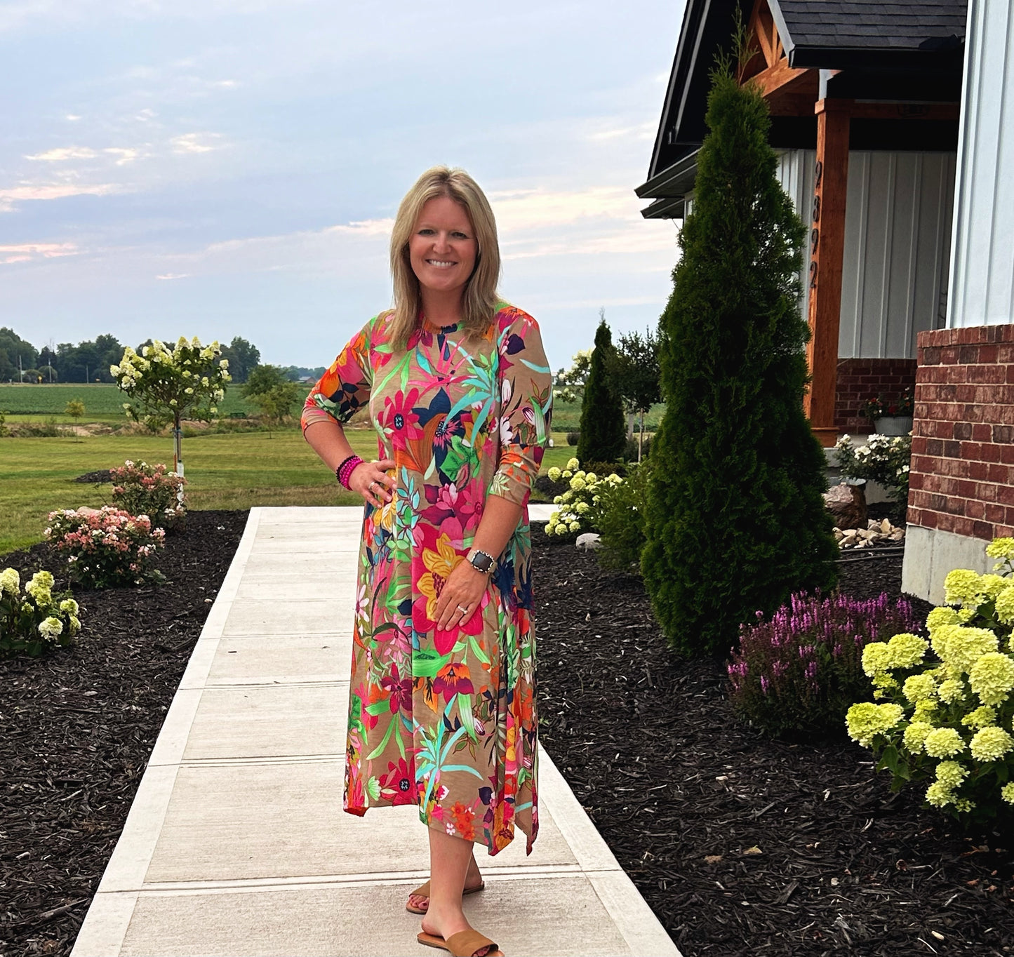 Multicolor Floral Print Maxi Dress