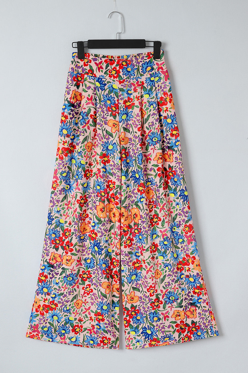 Floral-Wide Leg Oversized Pants with Pockets