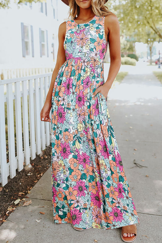 Floral High Waist Maxi Dress