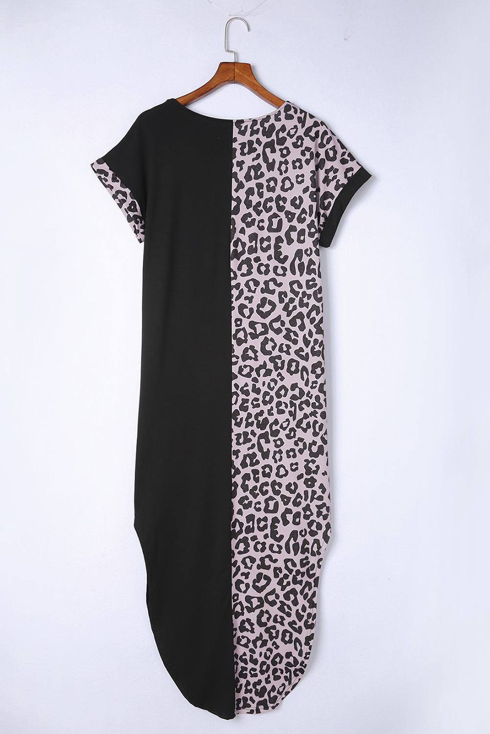 Black Cheetah T-shirt Dress with Slits