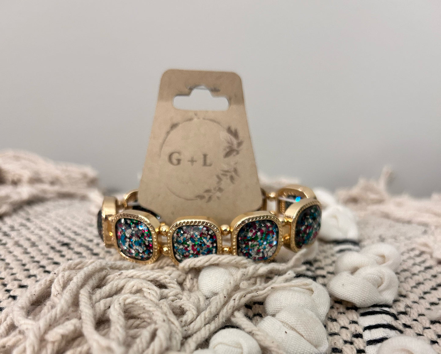 Square Glitter Stretch Bracelet