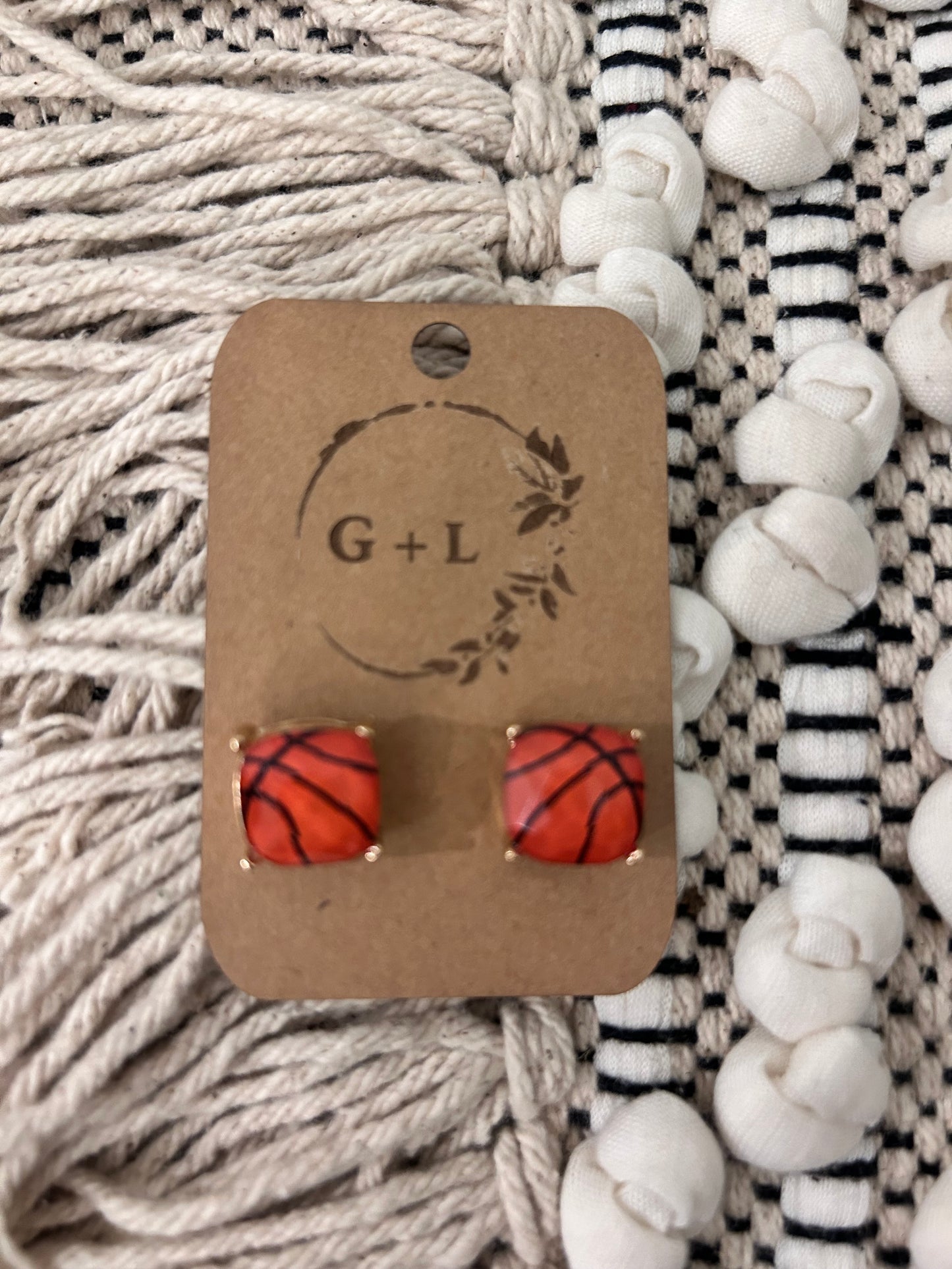 Basketball Square Earrings