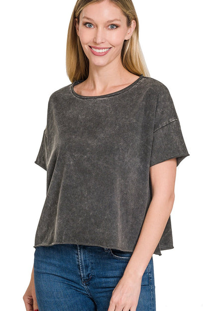 Black Acid Wash Crop Top