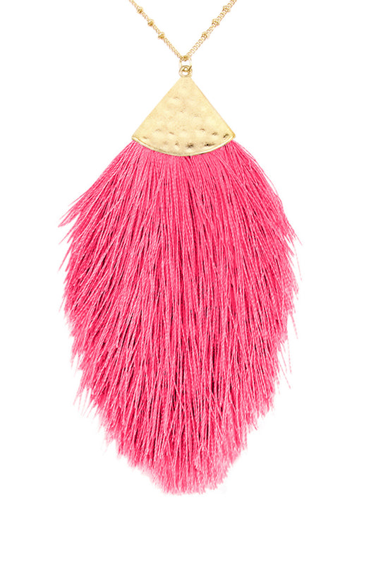 Hot Pink Tassel Pendant Necklace