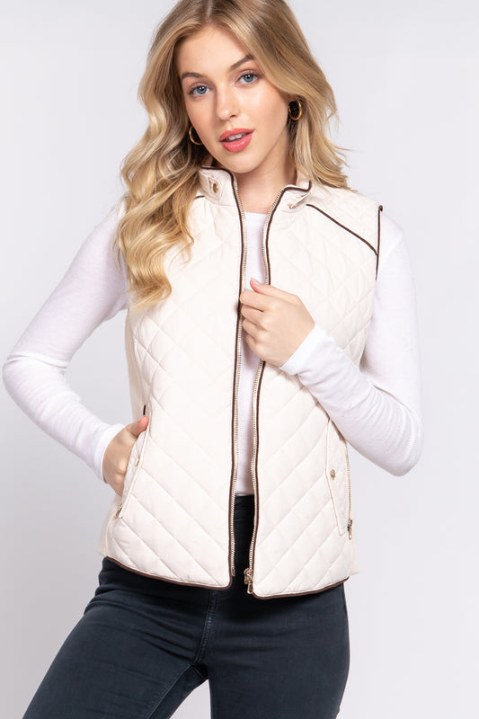 White Quilted Vest