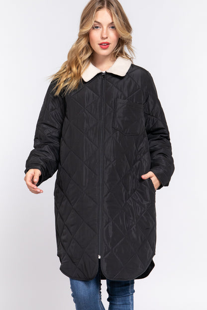 Black Long Quilted Puffer Jacket