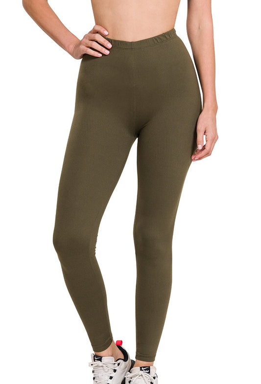 Olive Super Soft Stretch Microfiber Leggings