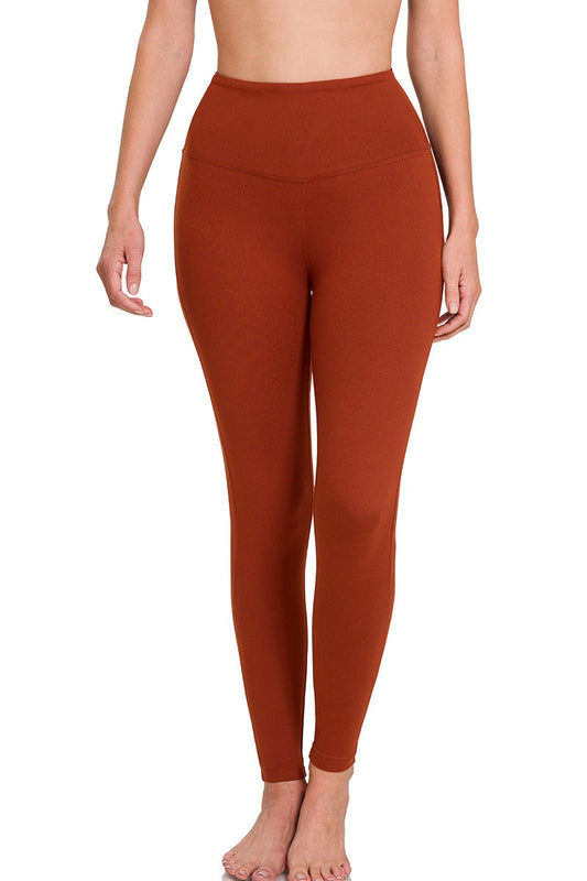 Rust Wide Waistband Super Soft Microfiber Leggings