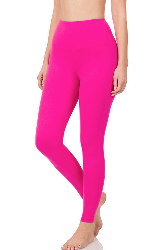 Pink Wide Waistband Super Soft Microfiber Leggings