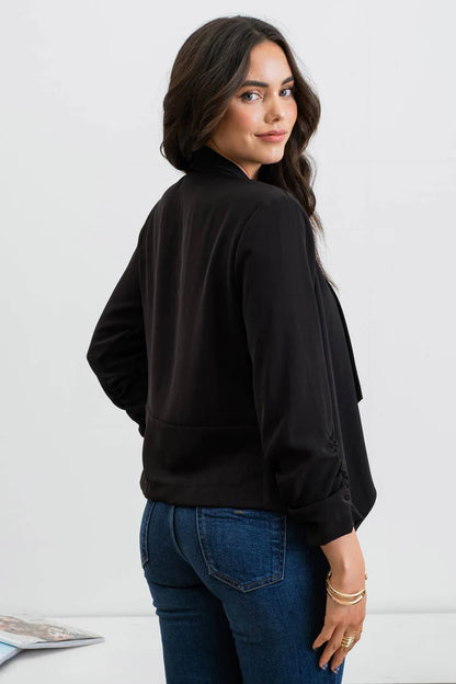 Black 3/4 Sleeve Light Weight Blazer