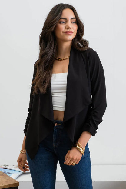 Black 3/4 Sleeve Light Weight Blazer