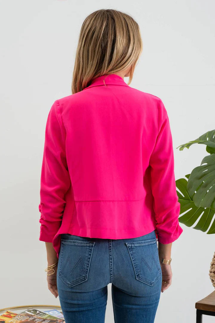 Fuchsia 3/4 Sleeve Light Weight Blazer