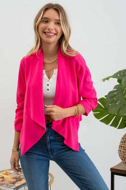 Fuchsia 3/4 Sleeve Light Weight Blazer