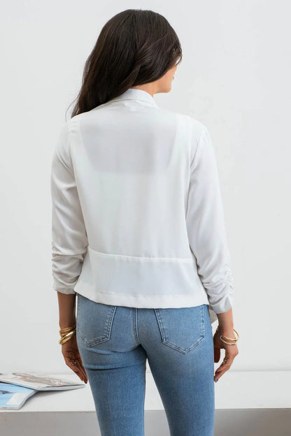 White 3/4 Sleeve Light Weight Blazer