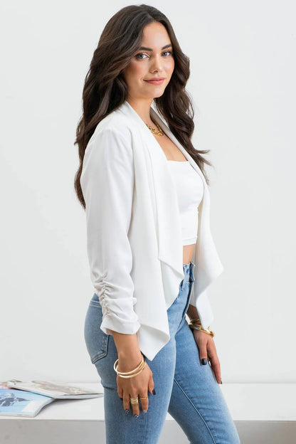 White 3/4 Sleeve Light Weight Blazer