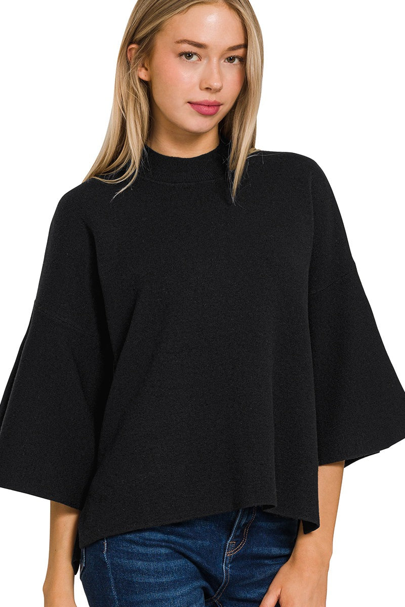 Black Bell Sleeve Sweater