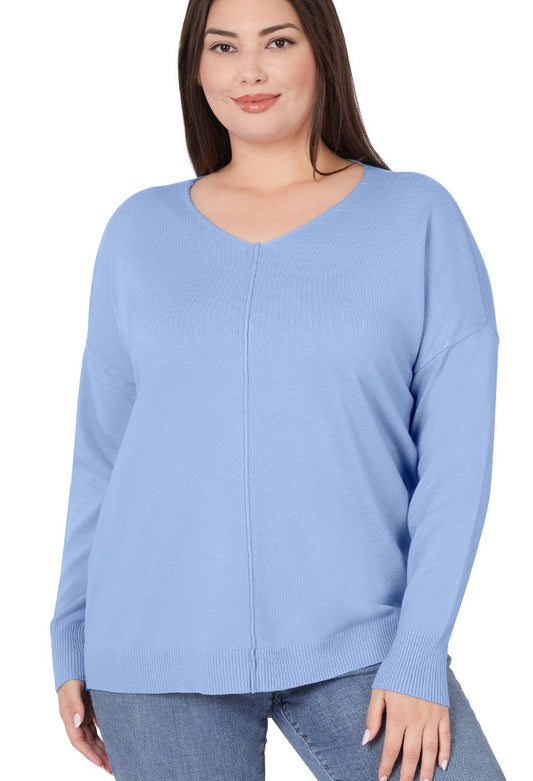 Plus Blue Super Soft Front Seam Sweater