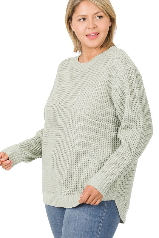 Plus Sage Round Neck Sweater