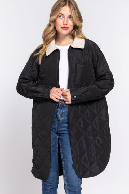 Black Long Quilted Puffer Jacket