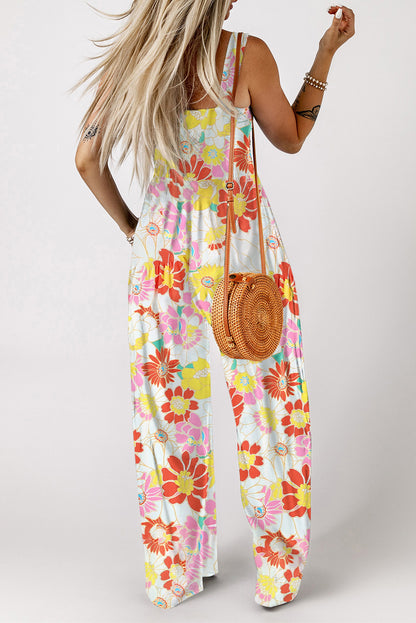 Floral Sleeveless Wide Leg Jumpsuit