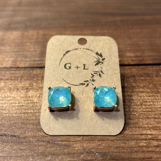 Mint Square Earrings