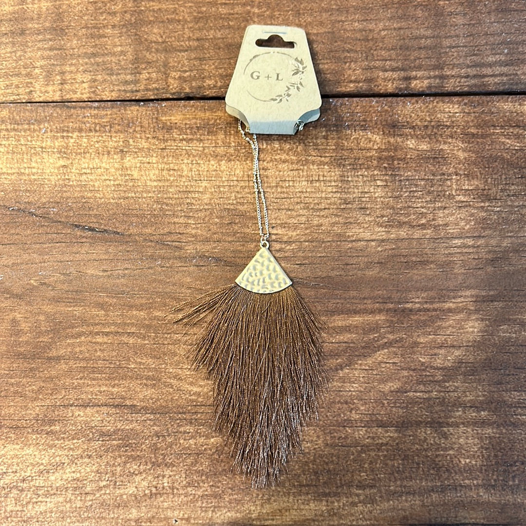 Brown Tassel Pendant Necklace