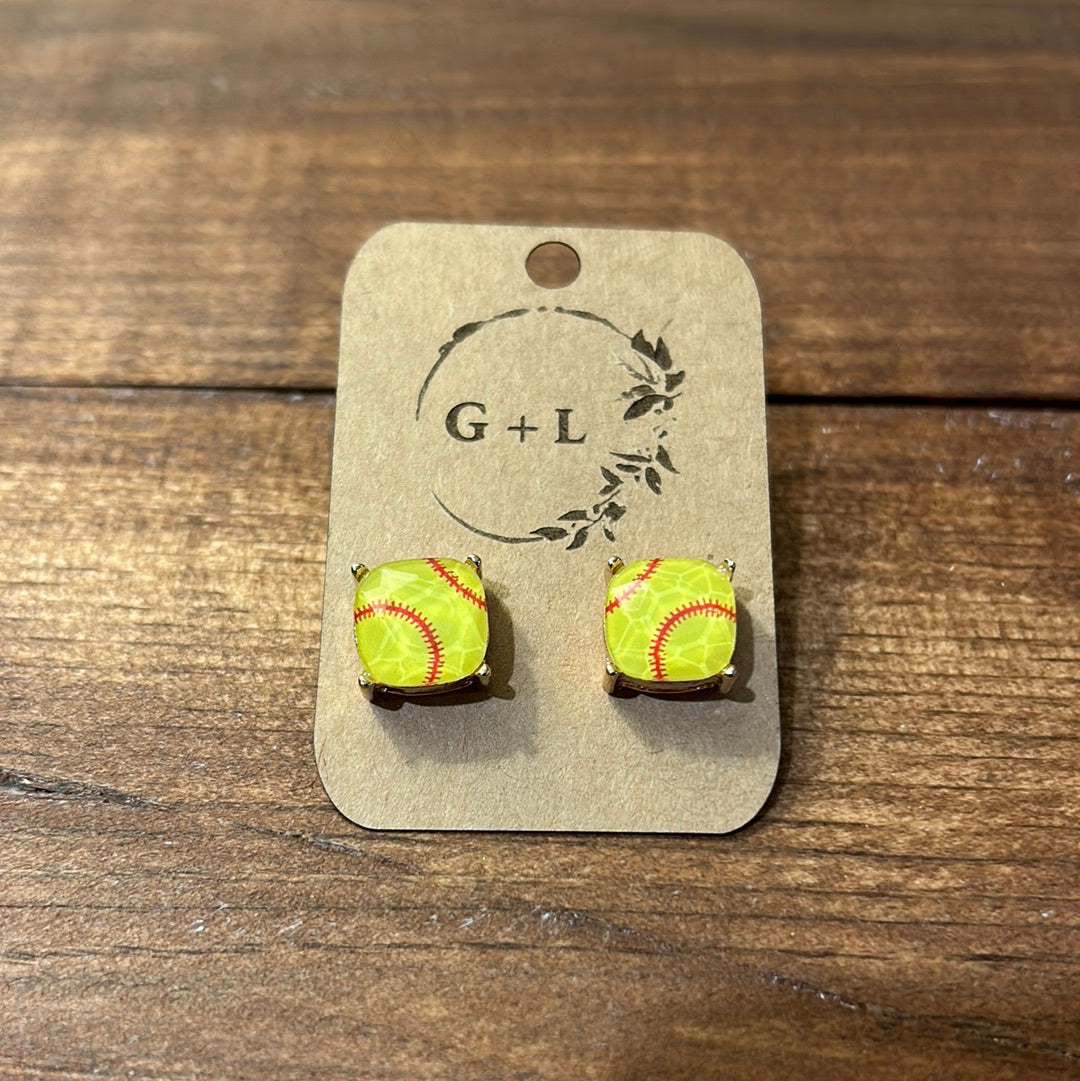 Softball Square Earrings